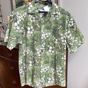 Howie Green Tropical Floral Men's Shirt Made in Hawaii Men’s Size Large